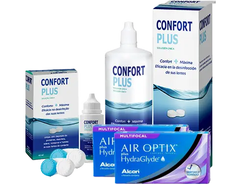 Lentes de Contato Air Optix Plus HydraGlyde Multifocal + Confort Plus - Packs