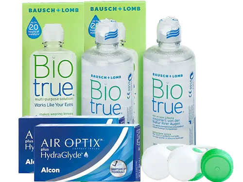 Lentes de Contato Air Optix Plus HydraGlyde + Biotrue - Packs